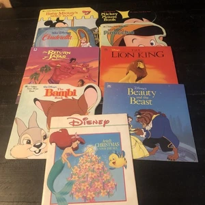 Lot Of 9 Vintage Little Golden Disney Books Bamb Lion King Mickey Pinocchio - Picture 1 of 3