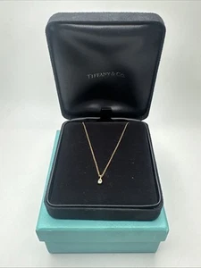 Tiffany Co Diamond By The Yard Pear Shape Necklace Yellow Gold 16 Inches - Picture 1 of 12