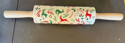 Crofton Ceramic Holiday Christmas Rolling Pin Reindeer Themed New / Condition - Image 1 of 2