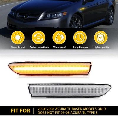 2X Luces LED Secuenciales Marcadoras Laterales Para Acura TL 04-08 Lámpara de Señal de Giro Amarilla Foto 1 de 4