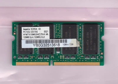 128MB PC-133 HYNIX HYM71V16M635HCLT6-H AA Laptop RAM MEMORY Stick PC133 SDR 3.3V - Image 1 of 2