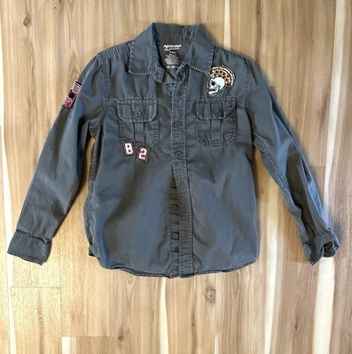 Kids 10-12 Olive Green Shirt Jacket with Patches Arizona Jeans Button Down Shirt - Image 1 of 4