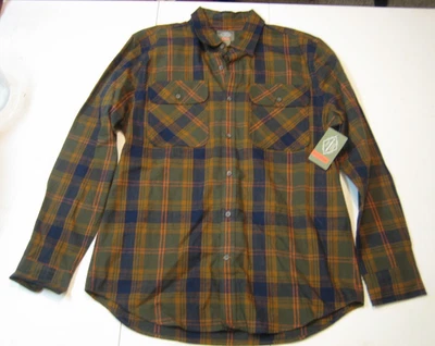 St Johns Bay flannel shirt mens size L button up plaid outdoor olive - Image 1 of 4