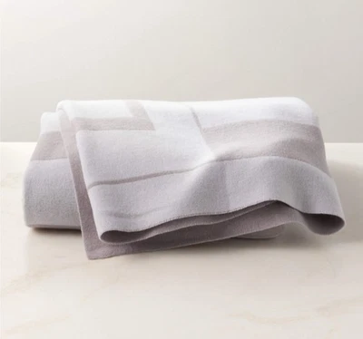Crate & Barrel "Shift Warm Gray" Reversible, 100% Merino Wool Blanket, 50x70 NWT - Image 1 of 4