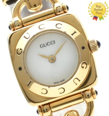 Винтажные женские кварцевые часы *EXC+5* GUCCI 6300L Horsebit белый циферблат 22 мм ЯПОНИЯ - Изображение 1 из 4