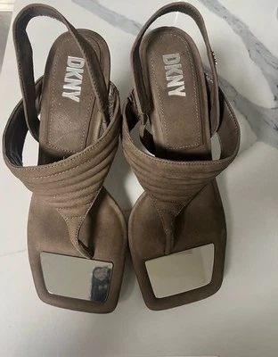 SANDALIAS DE VESTIR DKNY RANAE PUNTA CUADRADA CON CORDONES EN MARRÓN NUEVAS SIN CAJA PARA MUJER TALLA 10 Foto 1 de 3