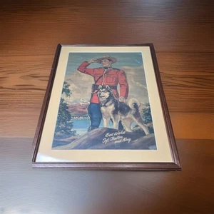 VINTAGE LITHO SGT PRESTON & YUKON KING Canadian 50'S Wooden Frame 22x28 - Picture 1 of 7