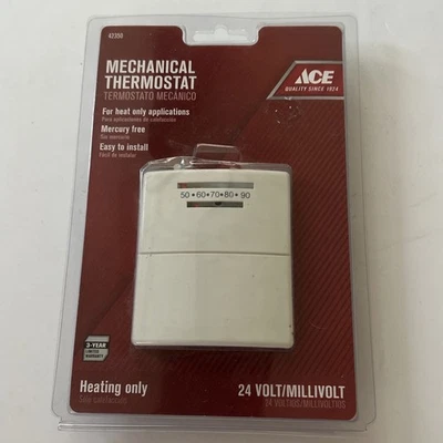 ACE 42350 Mechanical White Thermostat Heating Only 24 Volt Furnace  New in Box - Image 1 of 4