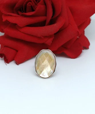 Sterling Silver Faceted Mother of Pearl JTV Size 8 Ring 6.57g CAT RESCUE - Image 1 of 2