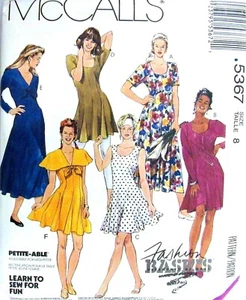 VTG 1990'S MCCALL PATTERN 5367 DRESS IN 3 LENGTHS STRETCH FABRIC LEGGINGS SZ 8 - Picture 1 of 2
