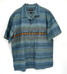 Vintage Woolrich Cotton Button Up Camp Short Sleeve Shirt Fishing Design XL - Picture 1 of 3