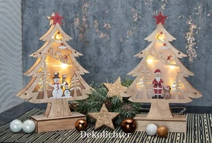 Deko Tannenbaum LED Beleuchtung Weihnachten Holz 23cm Tischdeko Licht - Bild 1 von 11