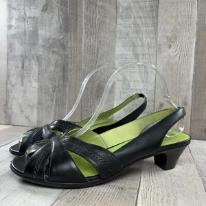 Camper Slingback Sandale Damen US 8,5 I EU 39 Blockabsatz offene Zehenpartie Leder schwarz - Bild 1 von 11