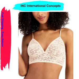 I.N.C. INTERNATIONAL CONCEPTS Women's Lace Bralette Lingerie , Almond Latte , M - Picture 1 of 3