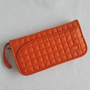 Lug Zip Tango Geldbörse Reisepass Orange Gesteppt 10" x 5" Fächer Organizer - Bild 1 von 9