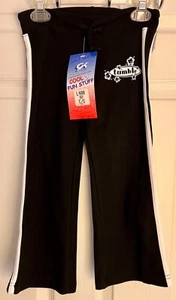 GK 'TUMBLE' GRAPHIC CHILD SMALL BLACK COTTON/SPANDEX WHITE STRIPES CAPRIS Sz CS - Picture 1 of 8