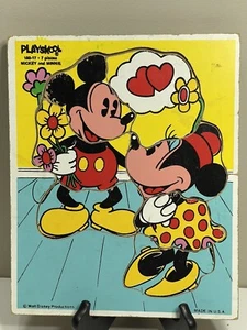 Vintage Playskool Wooden Puzzle - Mickey & Minnie Mouse - Walt Disney - 190-17 - Picture 1 of 8