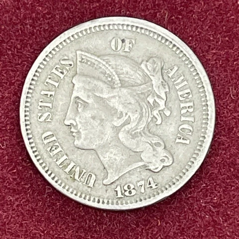 1874 Three Cent Piece Nickel 3c High Grade #34557 Cover