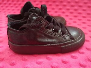 Converse Baby Girl Boy black Shine Effect Material Trainers size 6