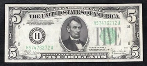 FR. 1959-H 1934-C $5 FRN FEDERAL RESERVE NOTE ST. LOUIS, MO ABOUT UNCIRCULATED - Picture 1 of 2