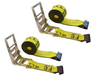 2 Pack 4" x 30' Ratchet Strap w/ Flat Hook Flatbed Truck Trailer Farm Tie Down - Picture 1 of 7