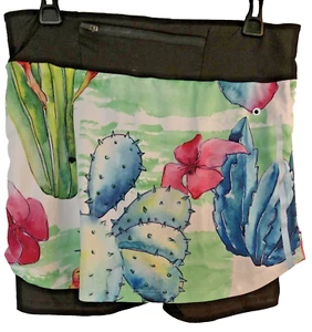 Prickly Pear CACTUS Pastel Design Tennis Golf Skirted Shorts Skort Medium - Picture 1 of 6