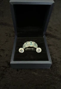 Italo Eternity Ring Aquamarine w/ Earrings Emerald-Cut Created Sapphire Sz 5 3/4 - Picture 1 of 8