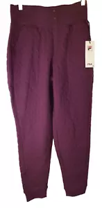 fila womens joggers maroon size medium snap button quilted Finley high rise - Picture 1 of 12