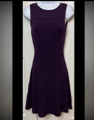 Vestido Suéter Ralph Lauren Púrpura Tejido Forrado Transparente Sin Mangas Crochet Clásico Foto 1 de 4