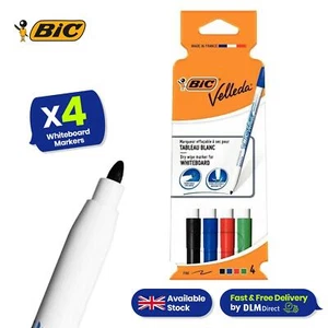 BIC Velleda 1721 Dry Wipe Whiteboard Pens Whiteboard Markers Assorted Pack of 4 - Picture 1 of 8