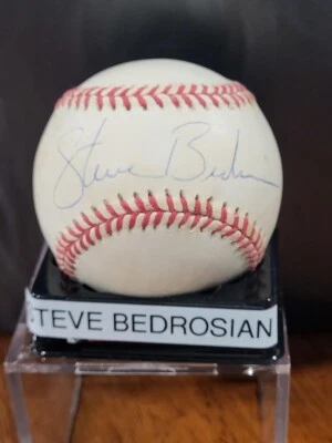 Steve Bedrosian autografado 1987 N.L. Bola + suporte CY Young” MLB “Bill White”. - Imagem 1 de 4