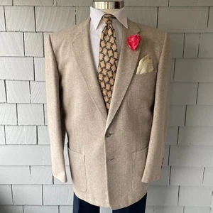 50s Vintage Gentry Buff Gray Cream Wool Tweed 2-Button Mens Jacket Size 44 - Picture 1 of 8