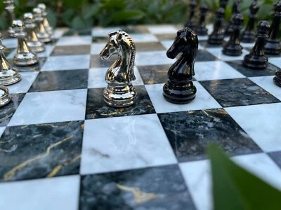 New Chess Set w Classic Chess Pieces - Metal Chess Set - Luxury Chess Pieces - Image 1 of 4
