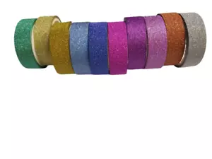 GLITTER TAPE SELF ADHESIVE DECORATIVE CRAFT GIFT WRAP DIY TAPE XMAS BIRTHDAY - Imagen 1 de 21