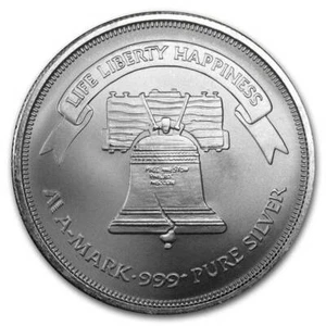 1 oz Liberty Bell Silver Round - A-Mark | Iconic History - Picture 1 of 2