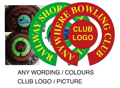 PERSONALISED BOWLS STICKERS ANY WORDING/PHOTO 1 inch  INDOOR BOWLs - Image 1 of 4