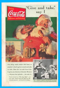 1937 Coca Cola Santa vintage print ad refrigerator Coke ephemera - Picture 1 of 3