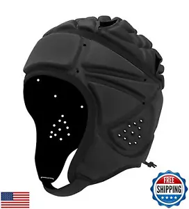 GOHASPW Rugby Helmet Football Headguard Black Soft Shell Helmet Soccer Headge - Picture 1 of 5