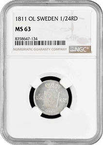 Sweden 1/24 riksdaler 1811 OL, NGC MS63, "King Carl XIII (1809 - 1818)" Pop 2/1 - Picture 1 of 2