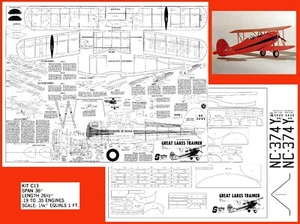 Sterling Model Airplane Plans (UC): Great Lake Trainer 36" Scale for .19-.35 - Picture 1 of 3