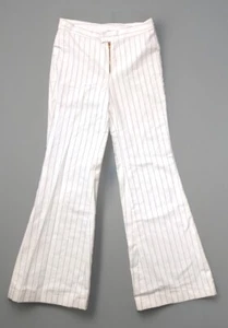 Pantalones acampanados Johnny Was blancos a rayas cremallera expuesta S NUEVO muestra Y2K - Imagen 1 de 12