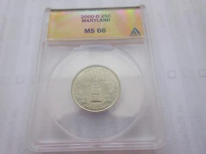 2000-D , Washington Quarter , Maryland , ANACS , MS 66 - Picture 1 of 2