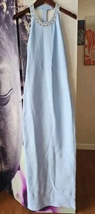 HERVE LEGER PARIS Cocktail Dress Size M Blue Bandage Maxi Full Length Gown JT01 - Picture 1 of 12