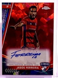 Jesus Ferreira 2024 Topps Chrome Sapphire Edition MLS Red Auto # /5 DAL SEA - Picture 1 of 3