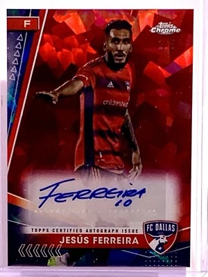 Jesus Ferreira 2024 Topps Chrome Sapphire Edition MLS Red Auto # /5 DAL SEA - Image 1 of 3