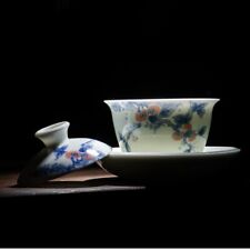 150ml Blue-and-white Porcelain Tureen Gaiwan Ceramic Sancai Bowl With Lid Saucer