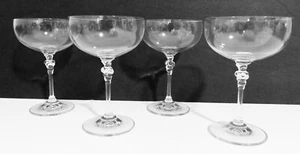 4 Mikasa L'Amour  Champagne/Tall Sherbet Crystal Glasses Stemware Grapes on Stem - Picture 1 of 5