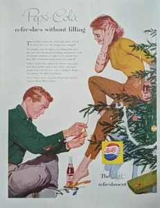 Vintage Pepsi Cola Printanzeige 1956. Weihnachtsbaum aufstellen, Deko  - Bild 1 von 1