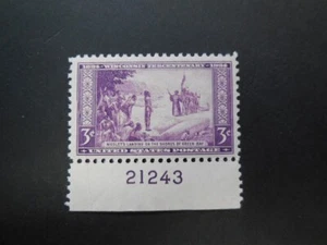 #739 3c Wisconsin Tercentenary Plate # Single MNH OG F/VF #1 - Picture 1 of 2