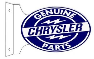 GENUINE CHRYSLER PARTS 18" HEAVY DUTY USA MADE METAL DOUBLE SIDED CAR ADV SIGN - Picture 1 of 1